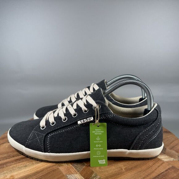 Taos Star Canvas Sneakers Womens 8.5‎ W Wide Grey Low Top Lace Up Shoes New - Picture 3 of 8